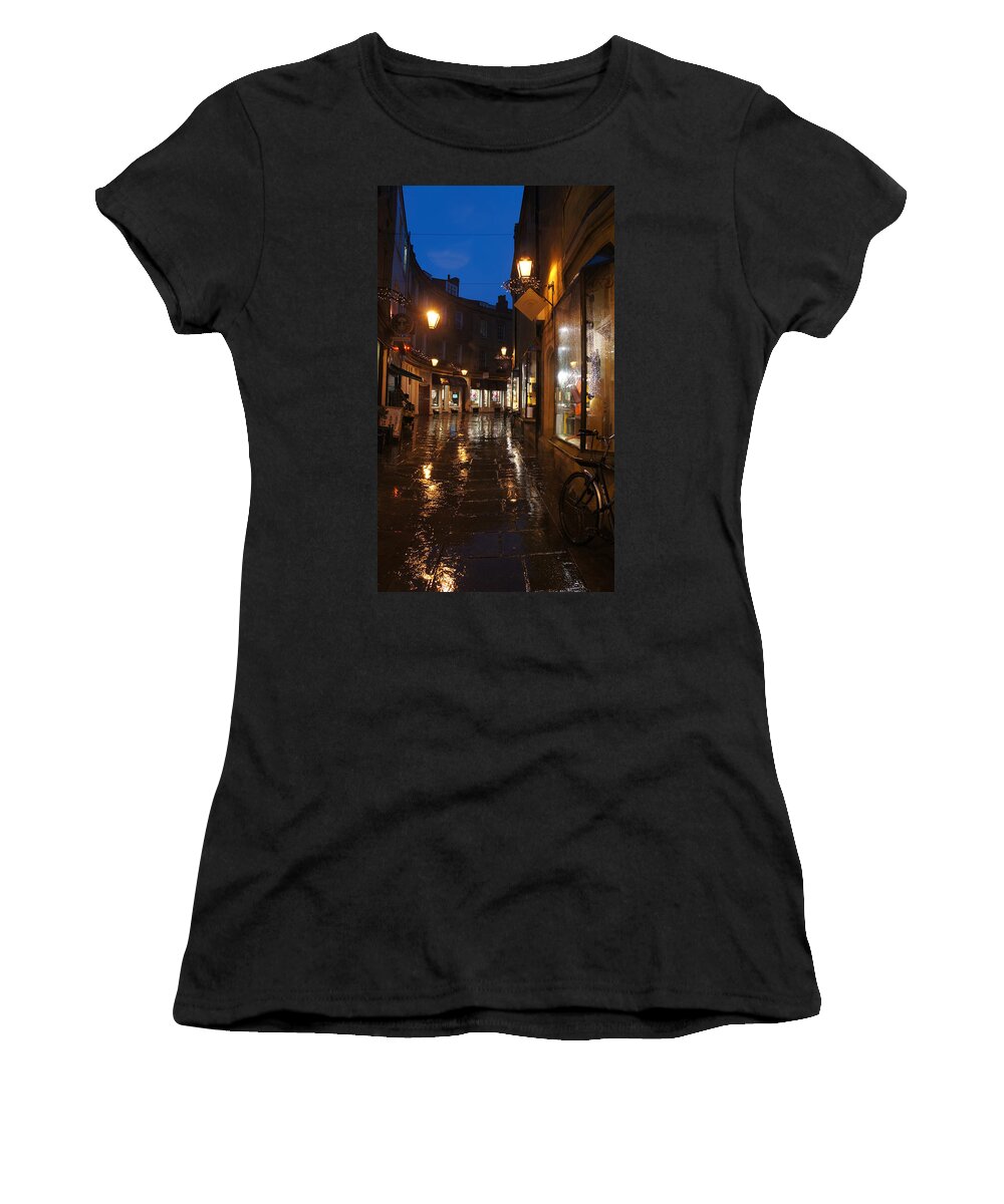 Night Street Of Cambridge Women's T-Shirt featuring the photograph Evening after the rain by Elena Perelman