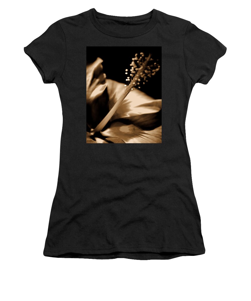 Hibiscus Women's T-Shirt featuring the photograph Evening Silk Hibiscus by DigiArt Diaries by Vicky B Fuller