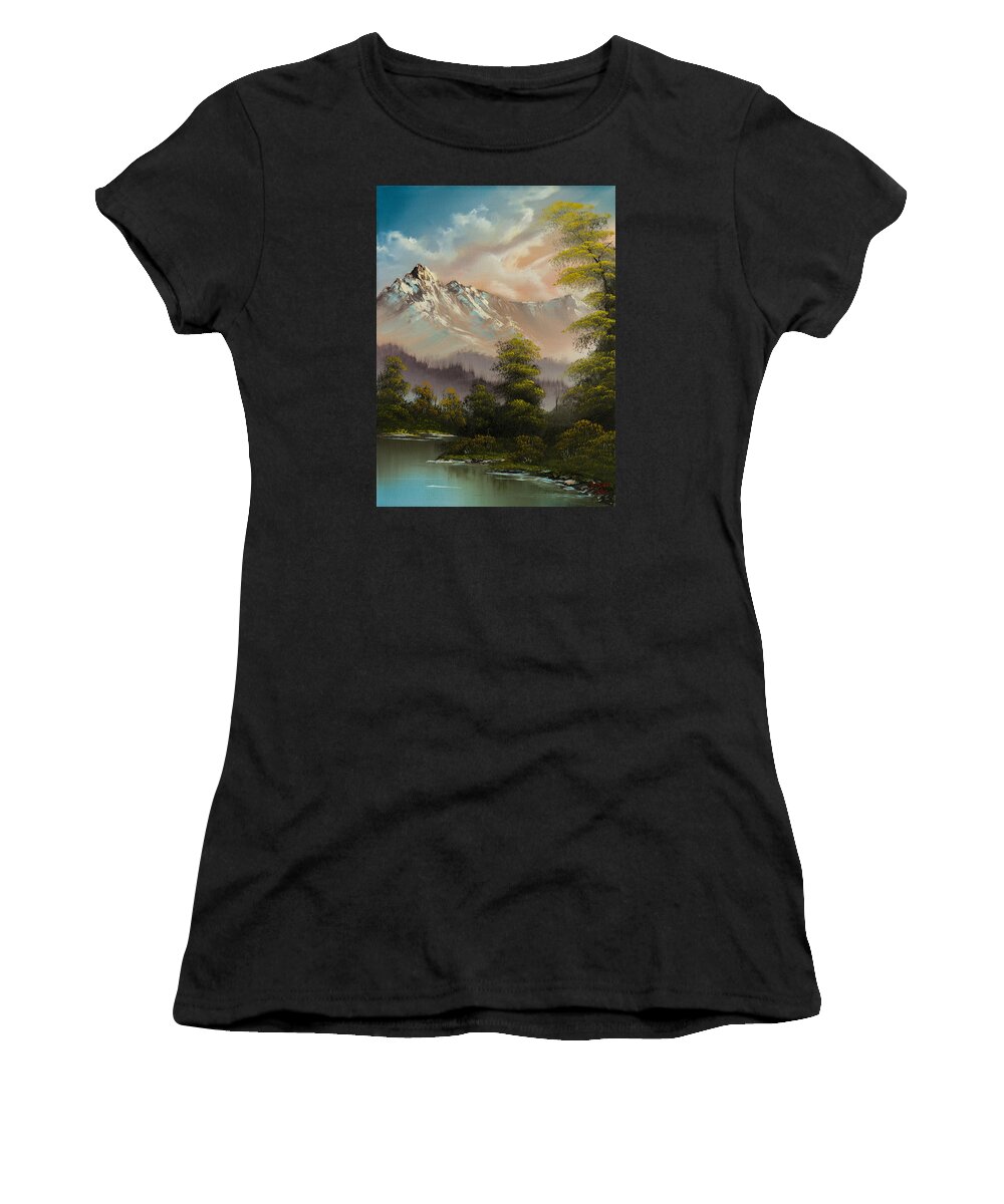 Landscape Women's T-Shirt featuring the painting Evenings Glow by Chris Steele