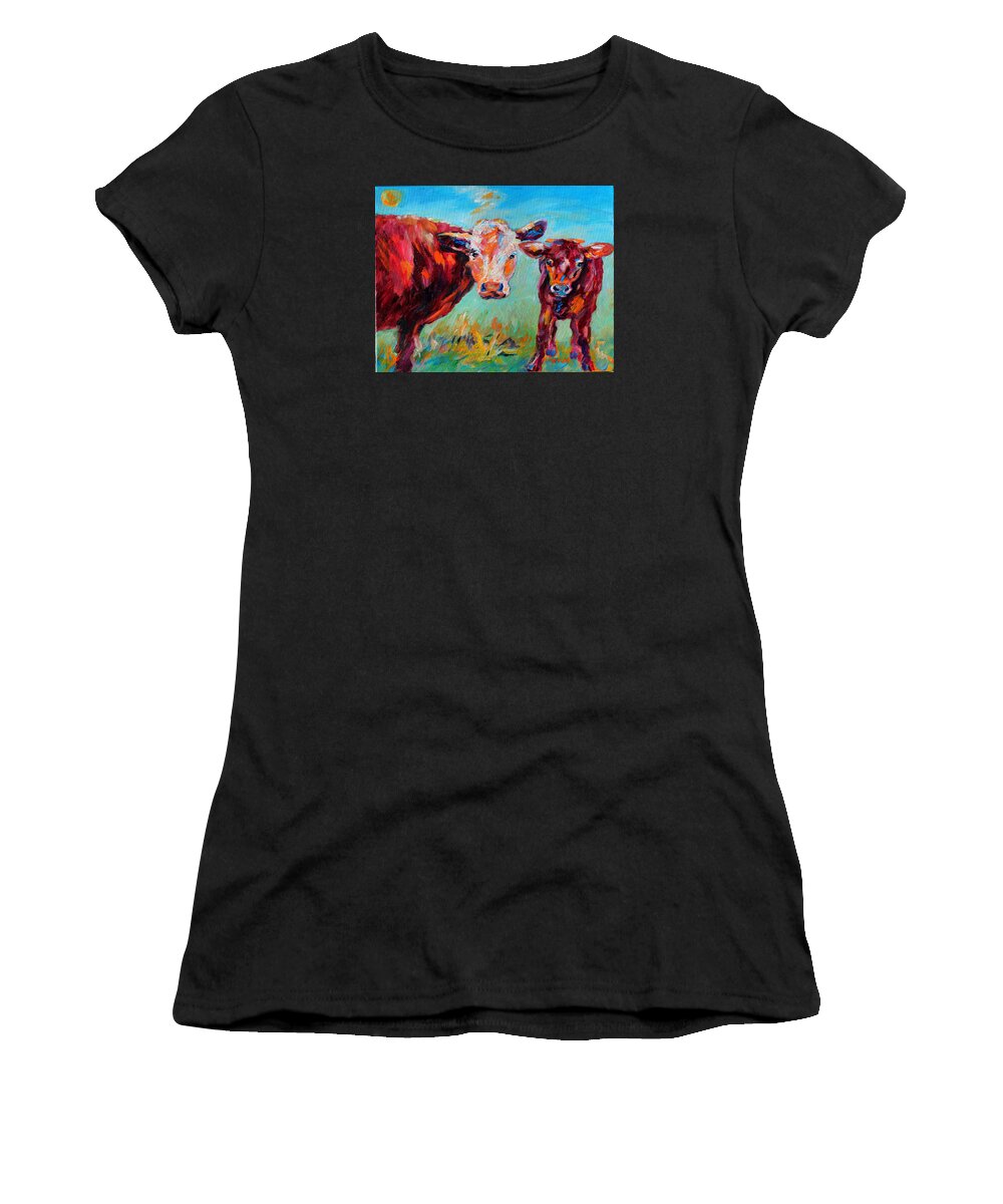 Cows Women's T-Shirt featuring the painting Fall Day by Naomi Gerrard