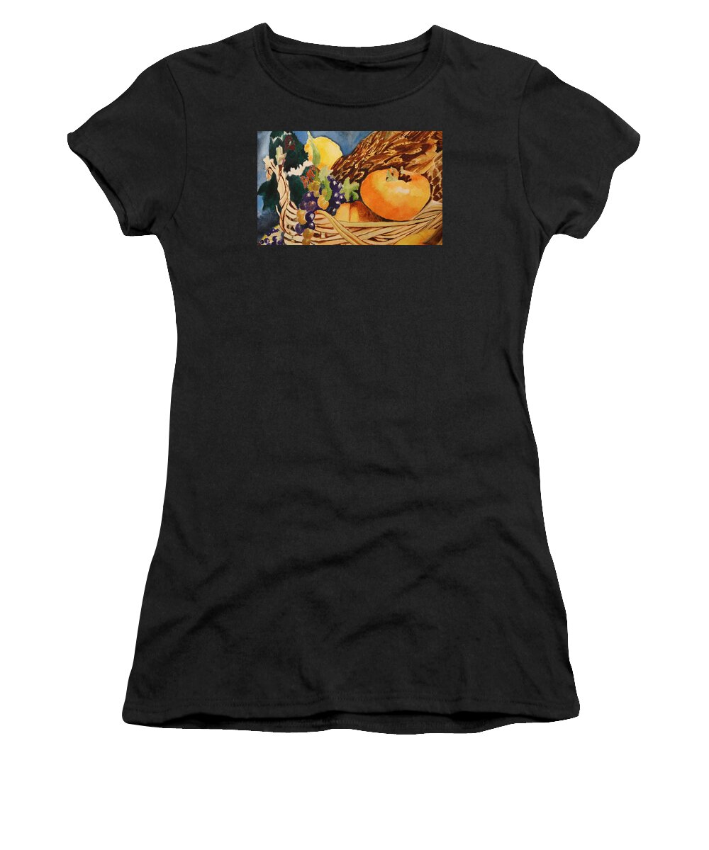 Pheasant Paintings Women's T-Shirt featuring the painting Fall Harvest by Gitta Brewster