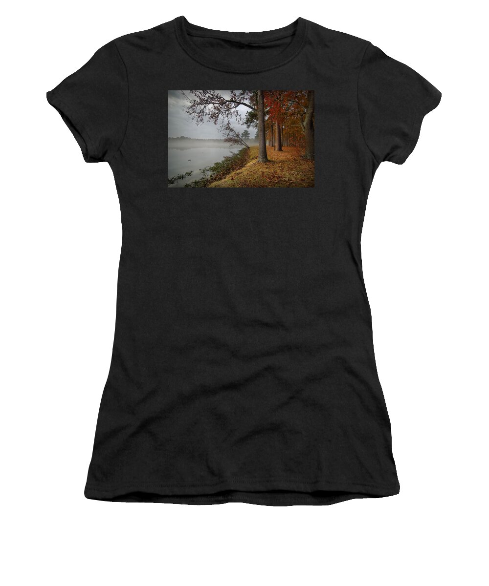 Lake Women's T-Shirt featuring the digital art Fall on the Lake by Linda Unger