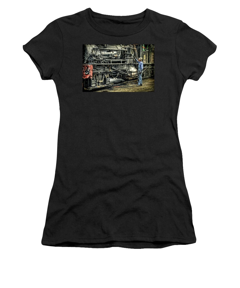 Lima Locomotive Works Women's T-Shirt featuring the photograph Final Inspection by Ken Smith