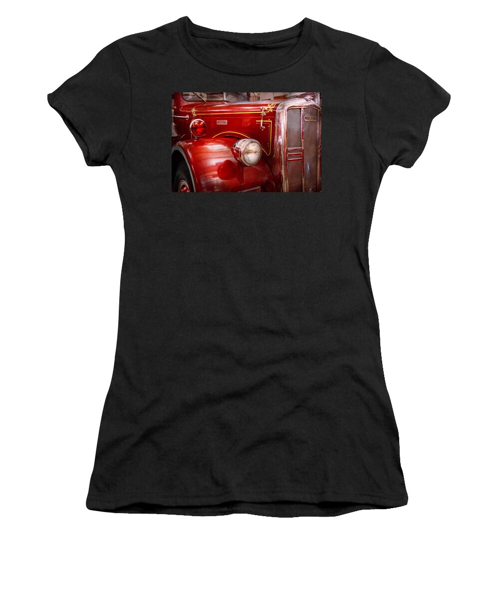 Savad Women's T-Shirt featuring the photograph Fireman - Ward La France by Mike Savad