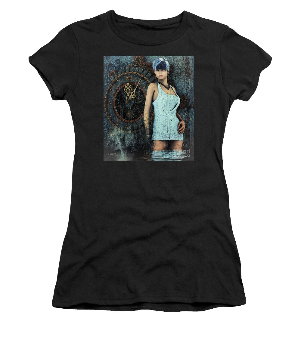 3d Women's T-Shirt featuring the digital art Five past Twelve by Jutta Maria Pusl