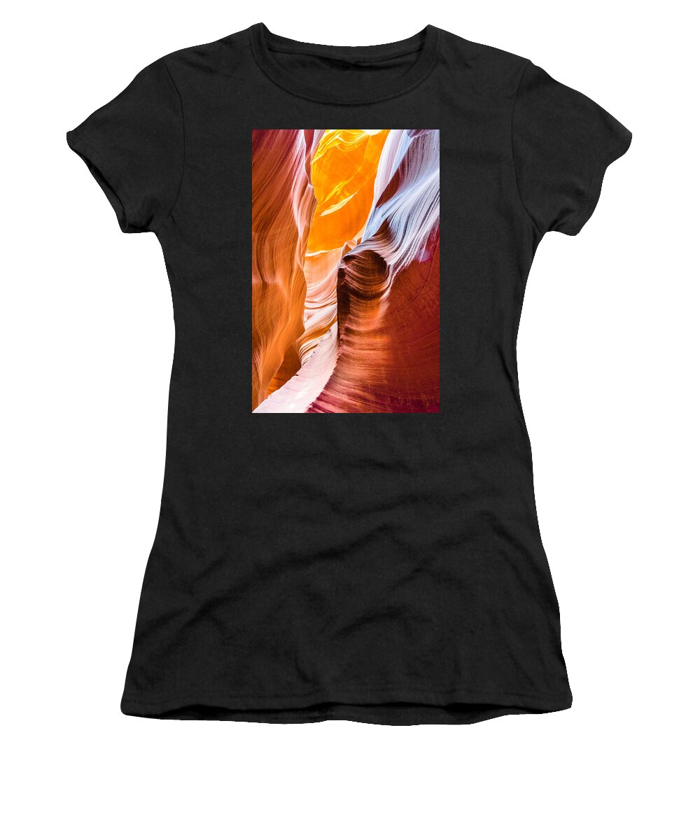 Antelope Canyon Women's T-Shirt featuring the photograph Flame Canyon 2 by Jason Chu