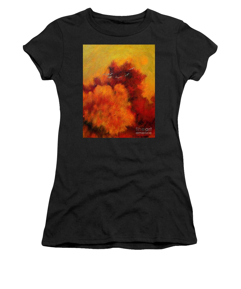 Impressionism Women's T-Shirt featuring the painting Flight of the White Birds by Alison Caltrider