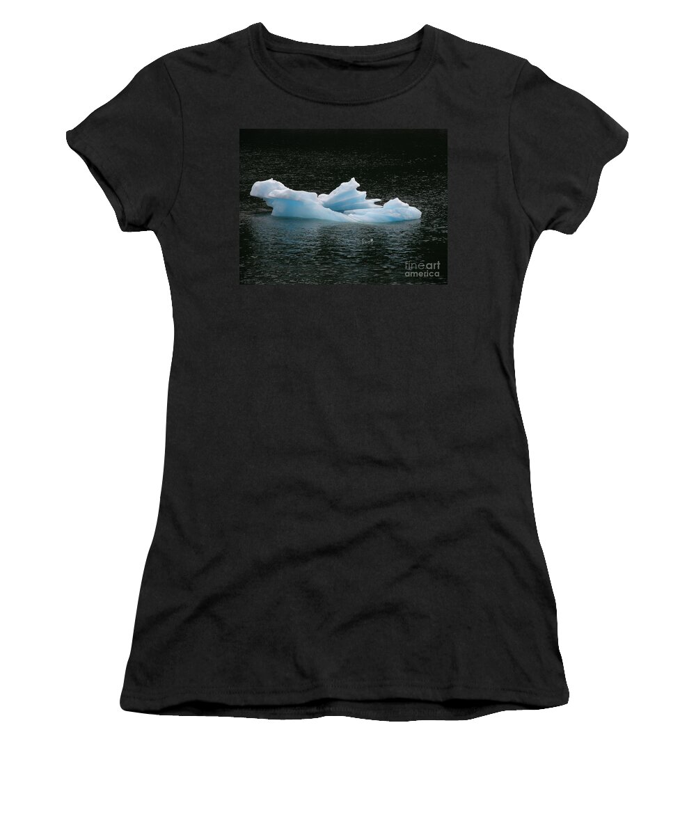 Floating Women's T-Shirt featuring the photograph Floating Blue Ice Sculpture by Bev Conover