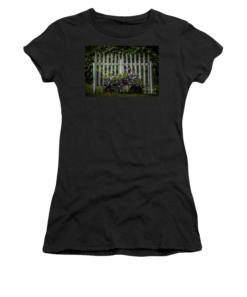 Flowers Women's T-Shirt featuring the photograph Flowers in Wagon by Ronald Grogan