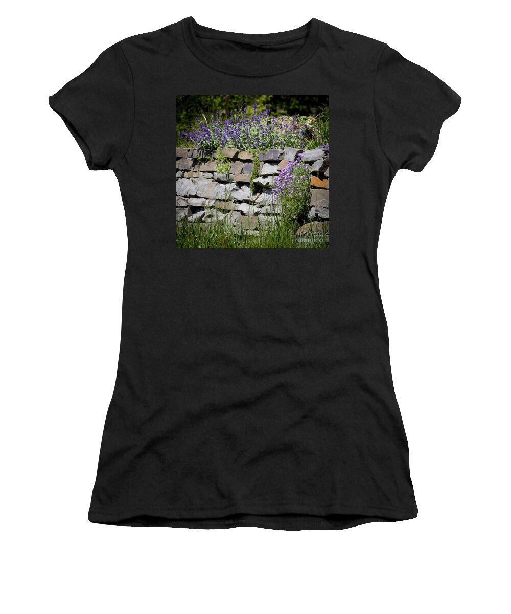 Rock Women's T-Shirt featuring the photograph Flowers on Rock Wall by Brad Marzolf Photography