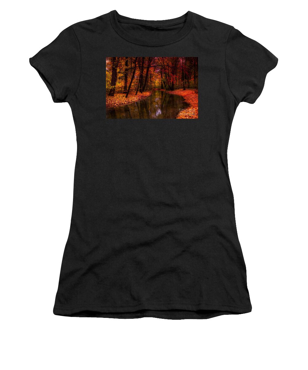 Autumn Women's T-Shirt featuring the photograph Flowing Through The Colors Of Fall by Hannes Cmarits
