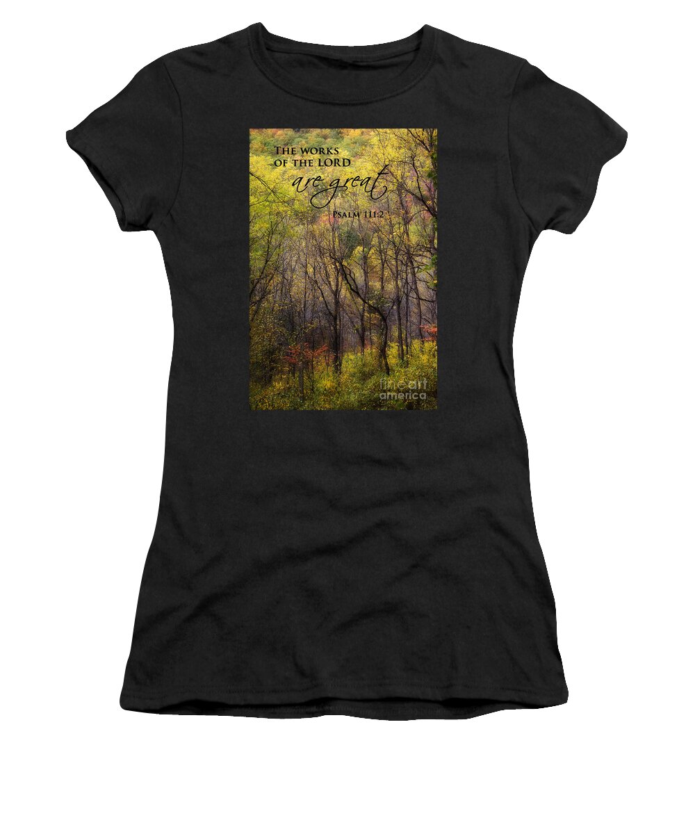 Forest Women's T-Shirt featuring the photograph Forest in the Fall Scripture by Jill Lang
