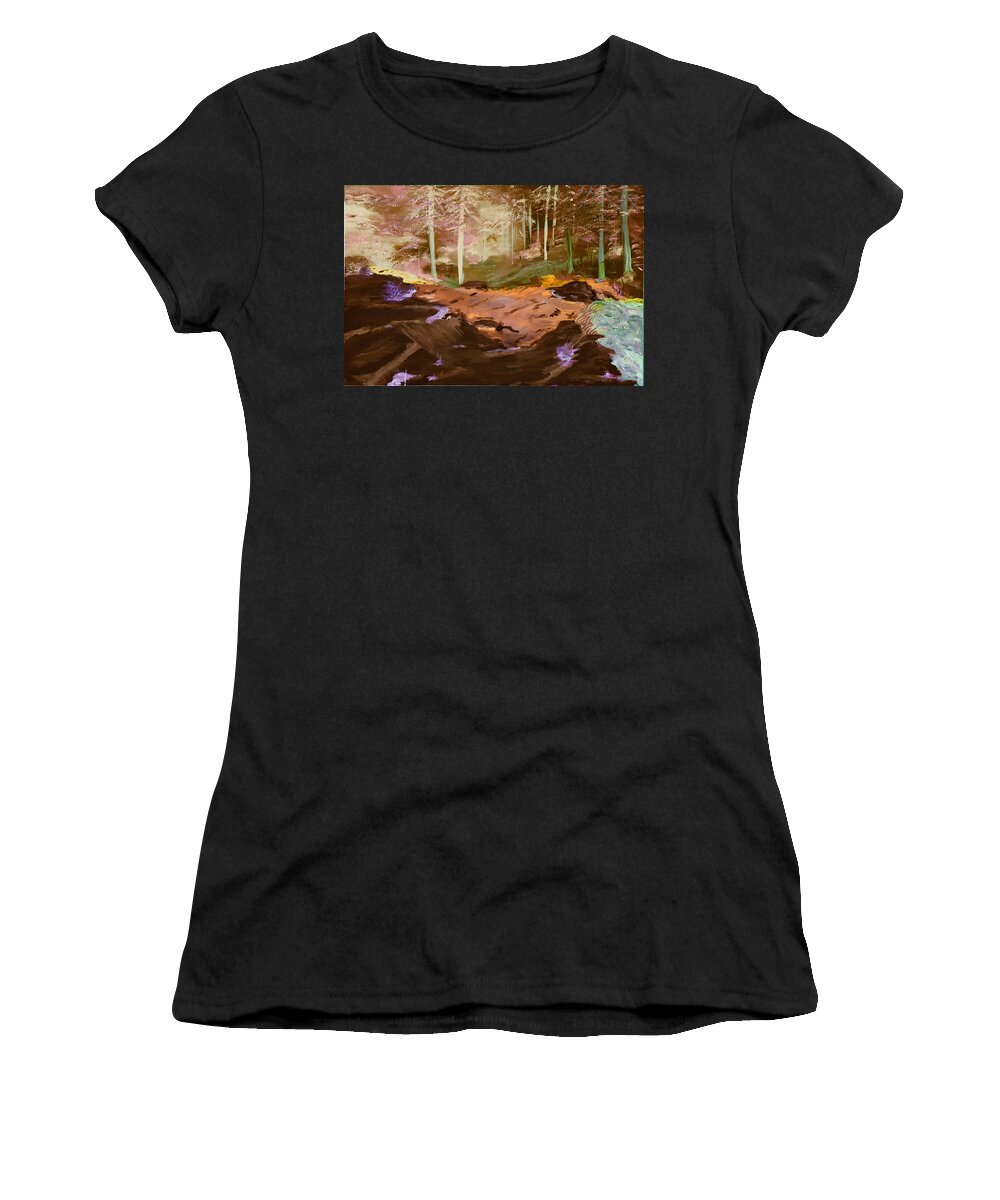 Forests Of Alpha Centari Women's T-Shirt featuring the painting Forests of Alpha Centari by Gail Daley