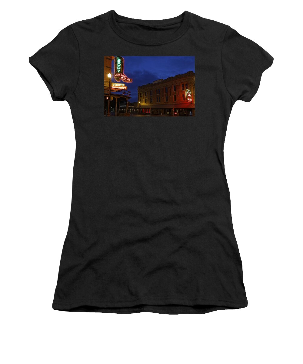 Fort Worth Stockyards Women's T-Shirt featuring the photograph Fort Worth Stockyards Main Street by Jonathan Davison