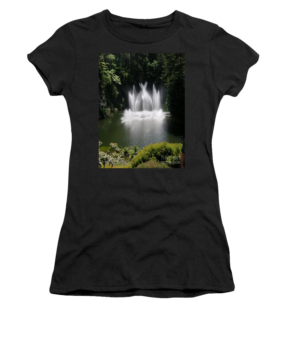 Fountain Women's T-Shirt featuring the photograph Fountain in Lake by Bev Conover