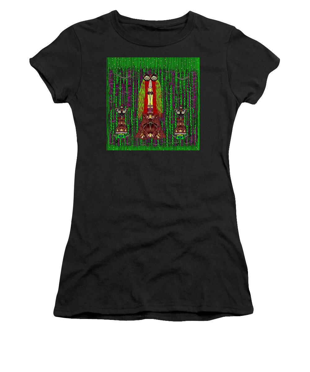 Forest Women's T-Shirt featuring the mixed media Frida Kahlo have arrived with friends to the fantasy forest by Pepita Selles