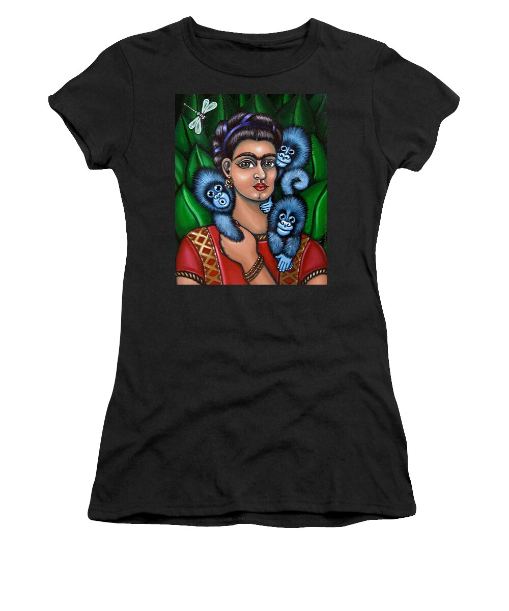 Folk Art Women's T-Shirt featuring the painting Fridas Triplets by Victoria De Almeida