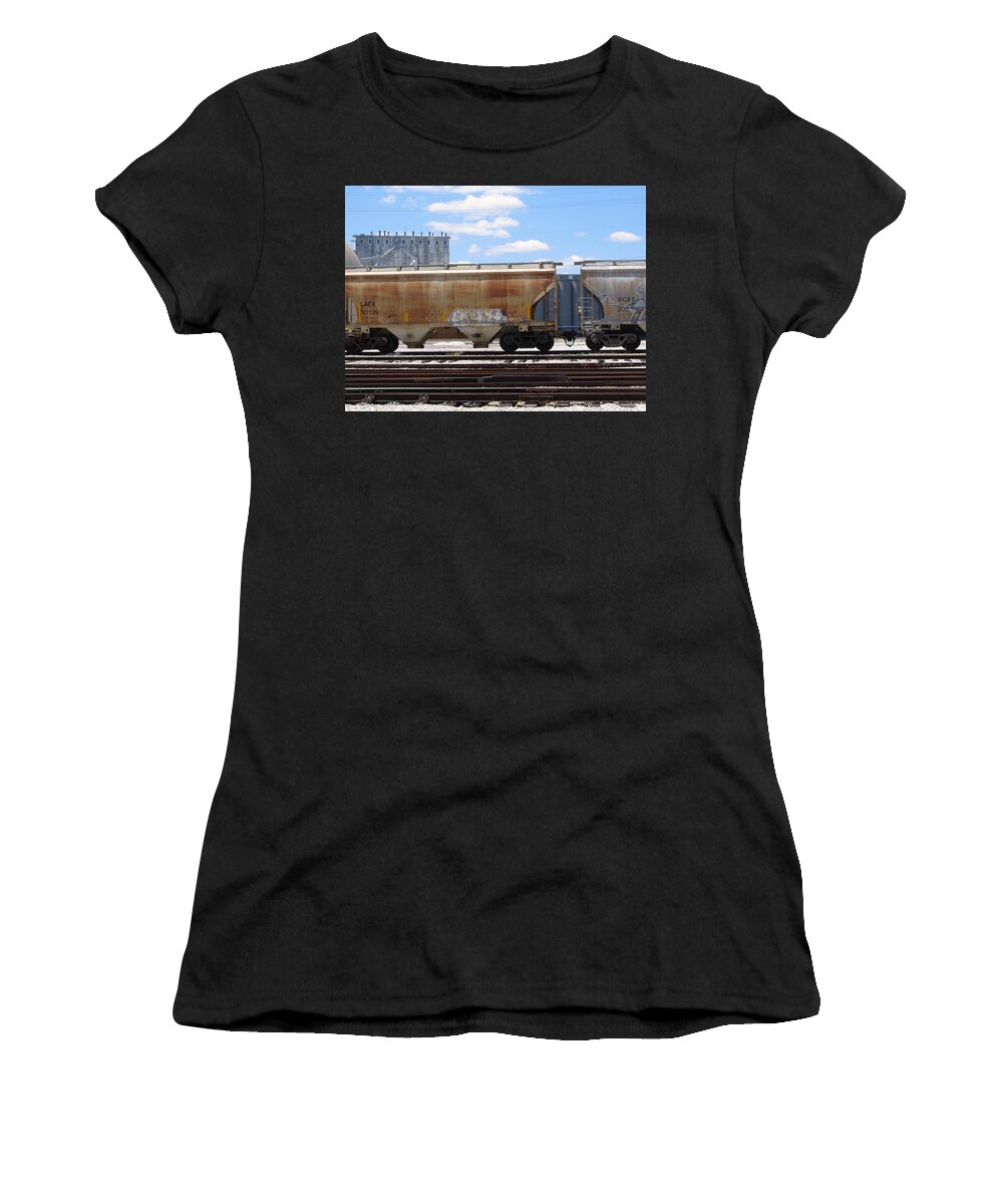 Train Women's T-Shirt featuring the photograph Frieght Train Cars 7 by Anita Burgermeister