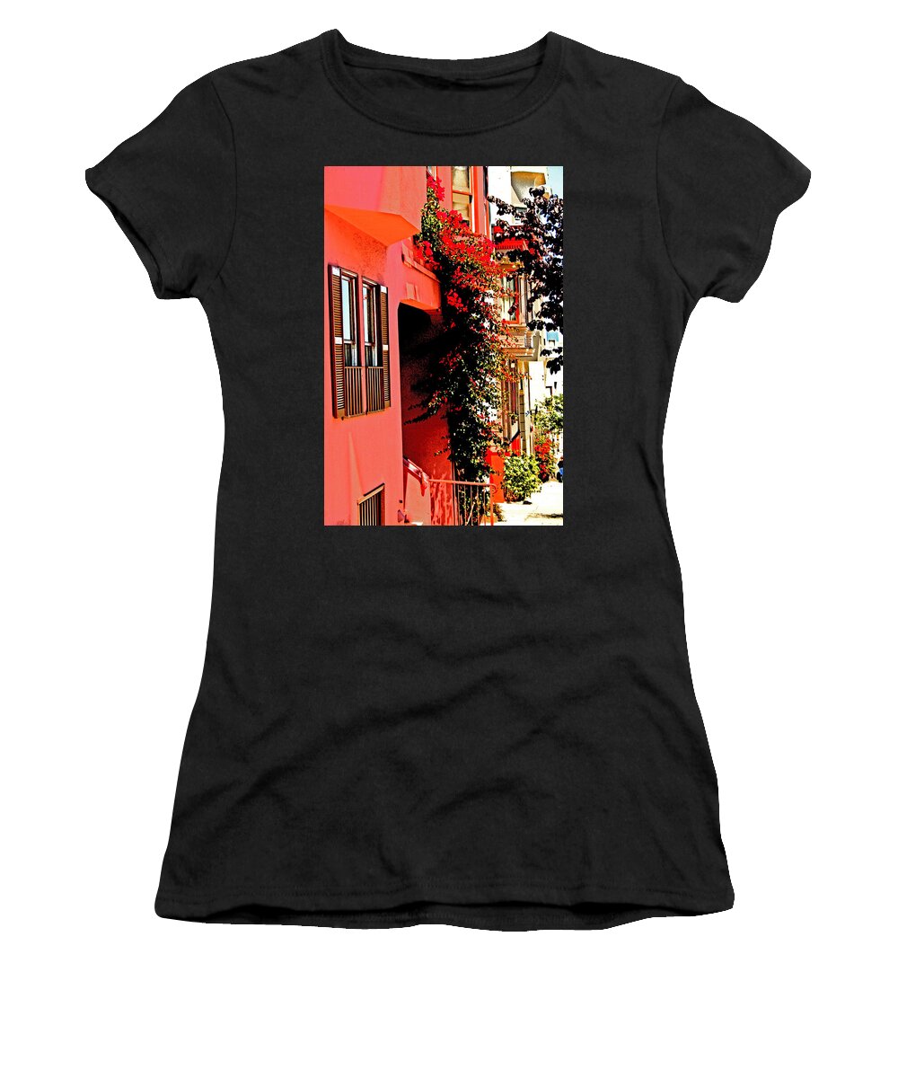 Telegraph Hill Women's T-Shirt featuring the photograph Frisco Street Flowers by Joseph Coulombe