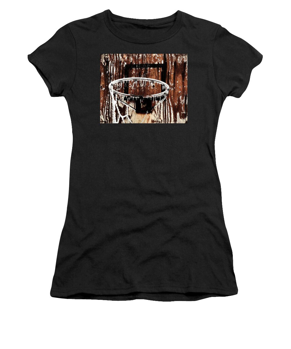 Basketball Women's T-Shirt featuring the photograph Frozen Hoop by Benjamin Yeager