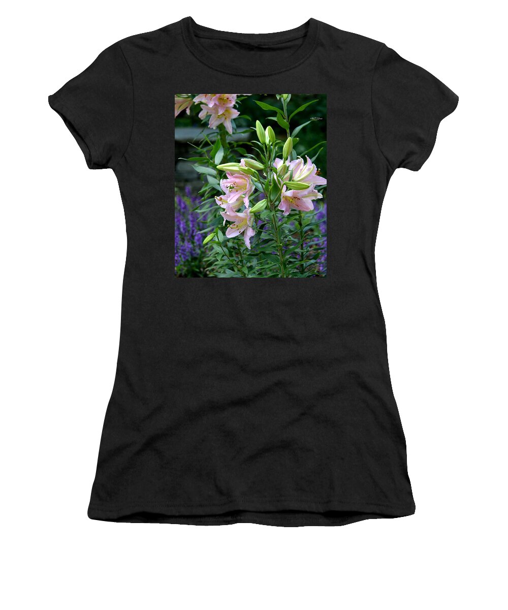 Garden Pink Lilies Women's T-Shirt featuring the photograph Garden Pink Lilies by Maria Urso