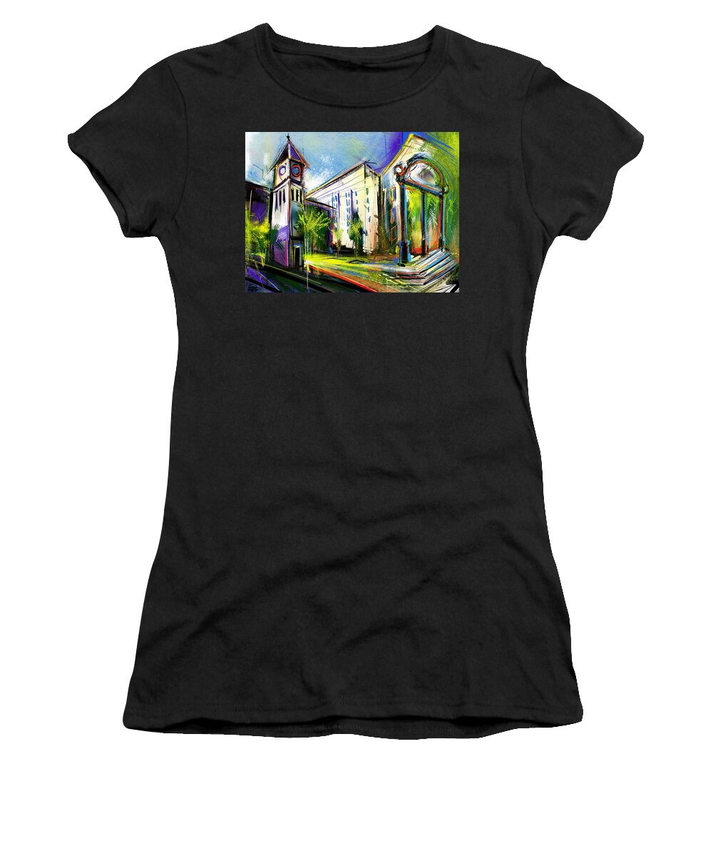 Georgetown Women's T-Shirt featuring the painting Local Landmarks by John Gholson