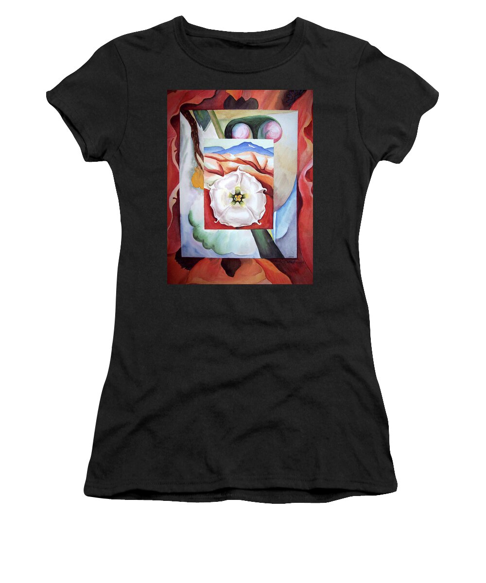 Georgia O'keefe Motive Women's T-Shirt featuring the painting Georgia On My Mind III by Irina Sztukowski