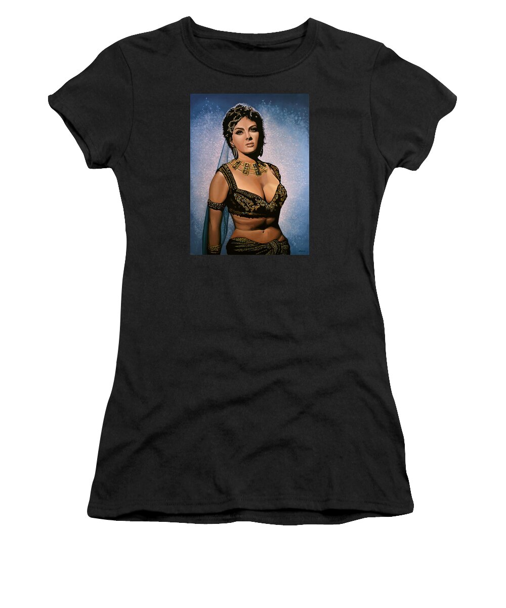Gina Lollobrigida Women's T-Shirt featuring the painting Gina Lollobrigida Painting by Paul Meijering
