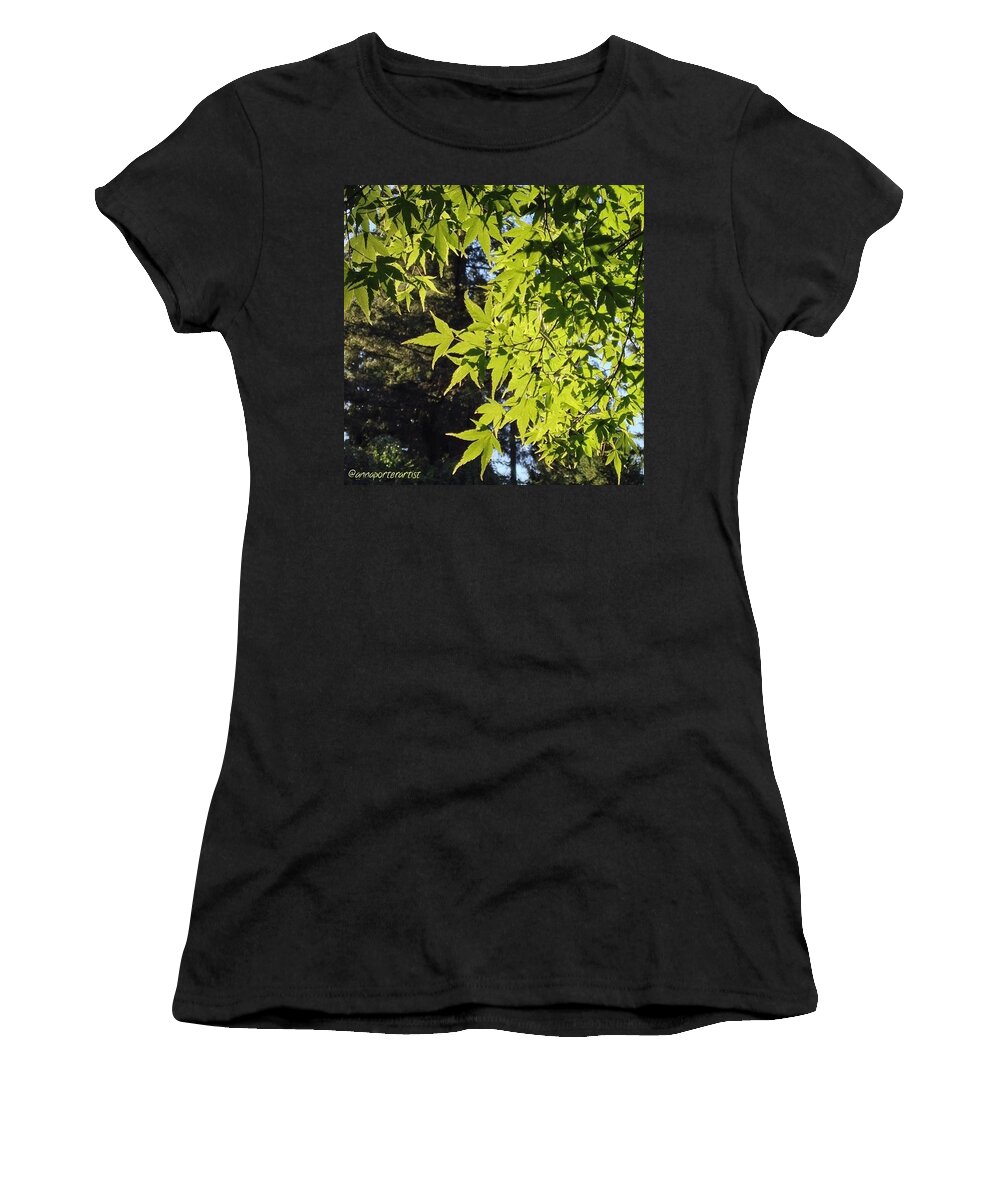 Glowing Women's T-Shirt featuring the photograph Glowing Greens My Favorite Maple Tree by Anna Porter