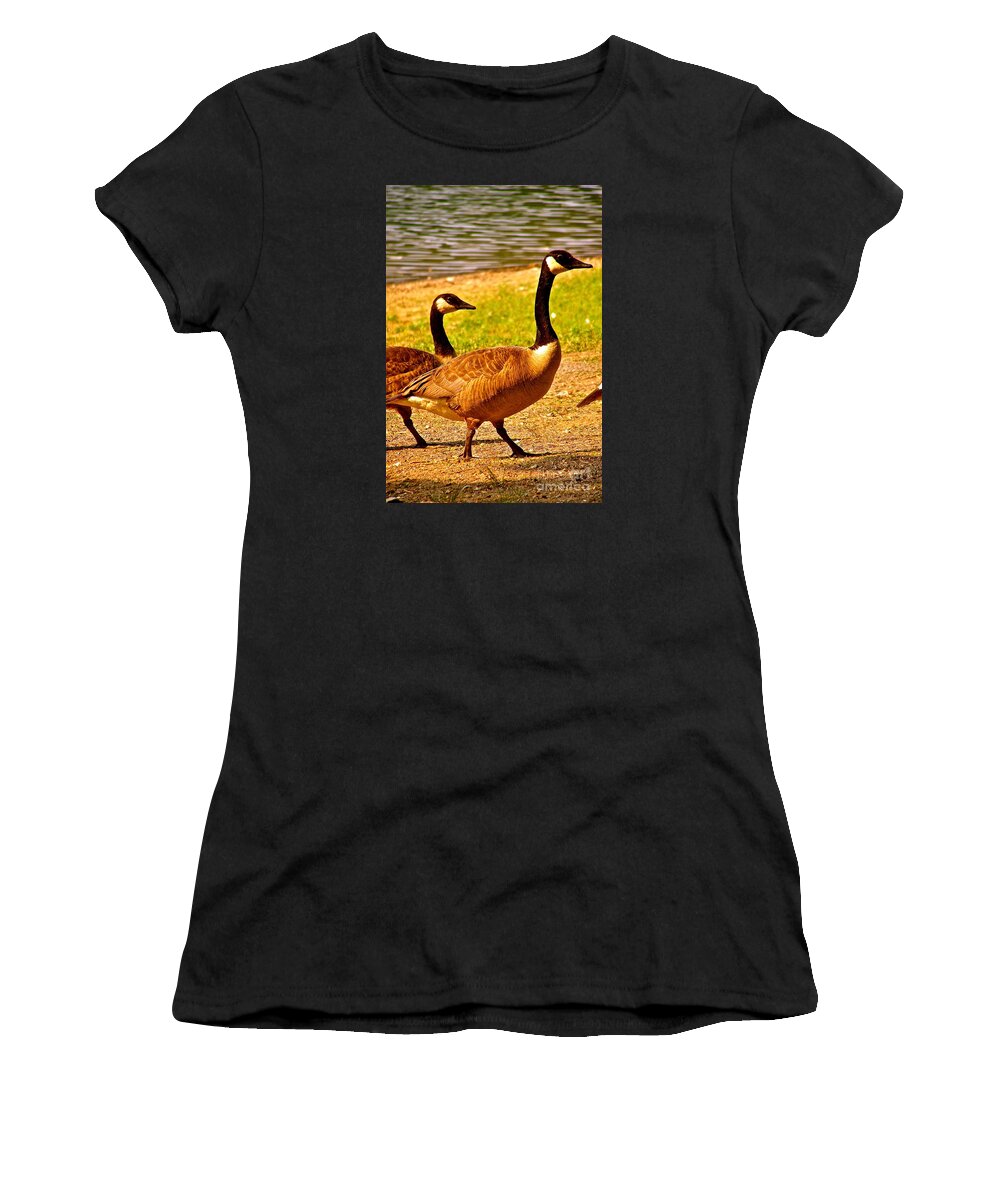 Geese Women's T-Shirt featuring the photograph Go Geese by LeLa Becker
