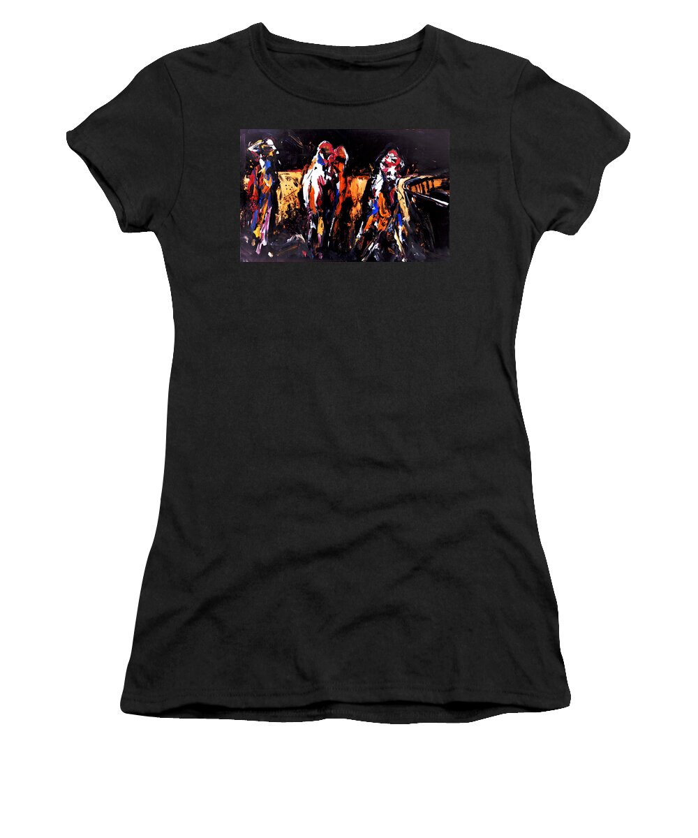Horse Racing Women's T-Shirt featuring the painting Golden Curve by John Gholson