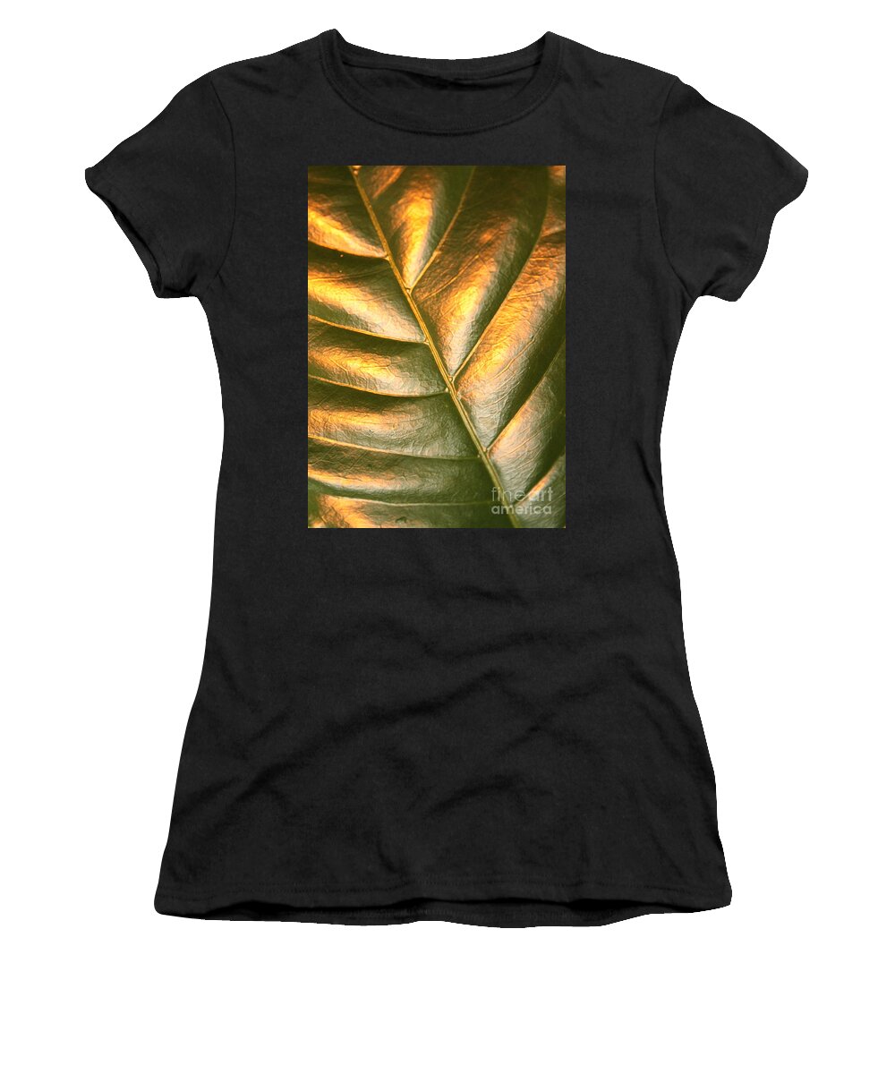 Gold Women's T-Shirt featuring the photograph Golden Leaf 2 by Carol Groenen