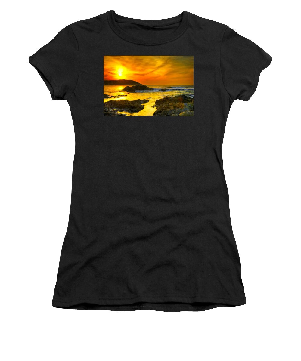 Golden Women's T-Shirt featuring the painting Golden Sky by Bruce Nutting