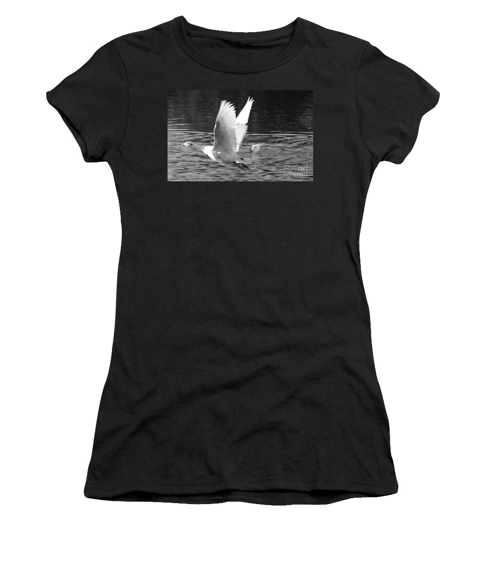 St James Lake Women's T-Shirt featuring the photograph Goose Flight by Jeremy Hayden