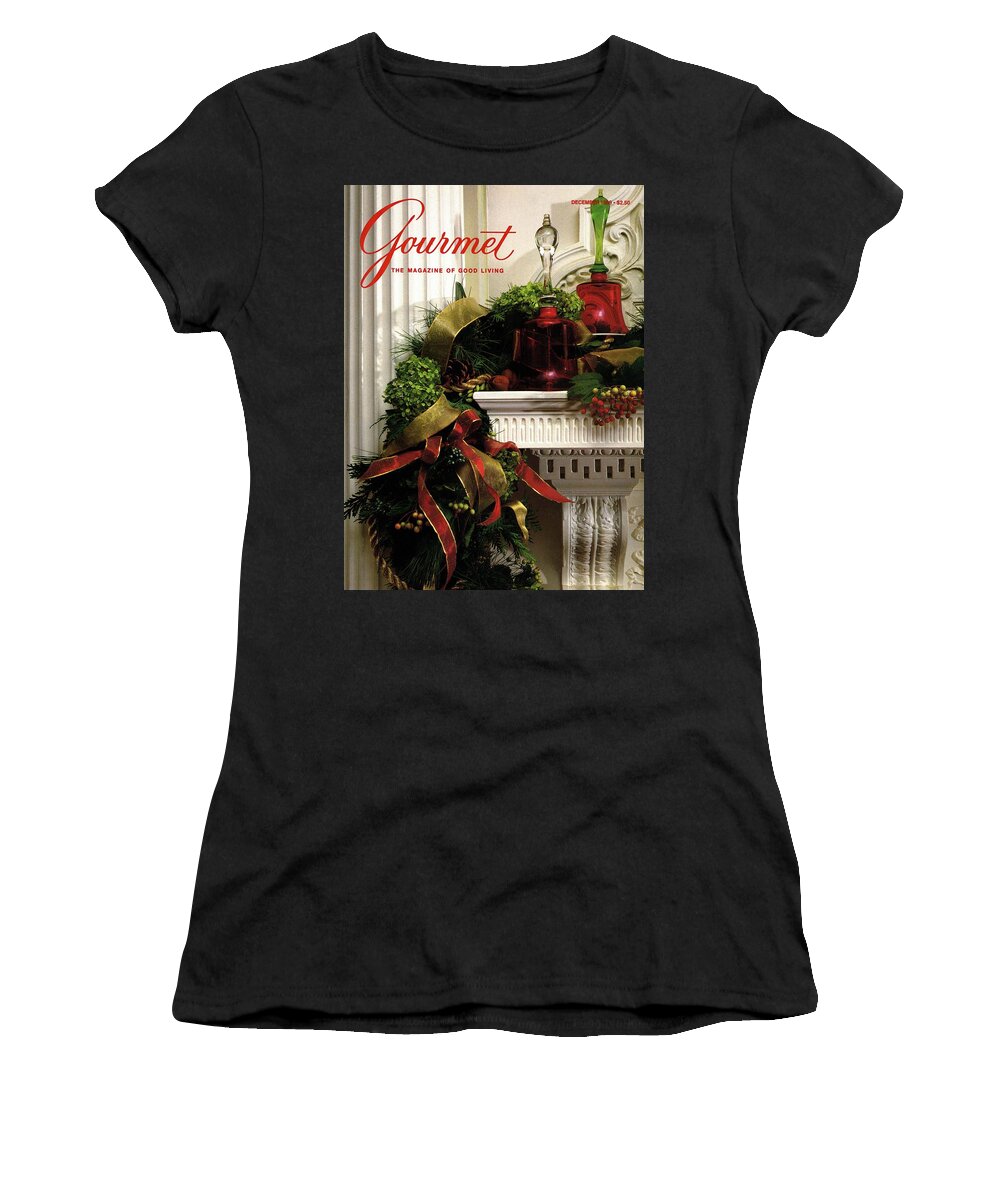 Decorative Art Women's T-Shirt featuring the photograph Gourmet Magazine Cover Featuring Christmas Garland by Romulo Yanes