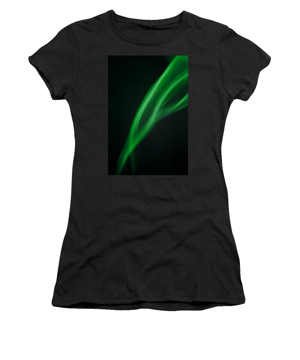 Smoke Abstract Women's T-Shirt featuring the photograph Green smoke abstract by Michalakis Ppalis