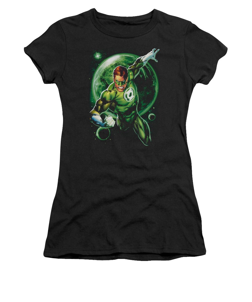 Green Lantern Women's T-Shirt featuring the digital art Green Lantern - Galaxy Glow by Brand A