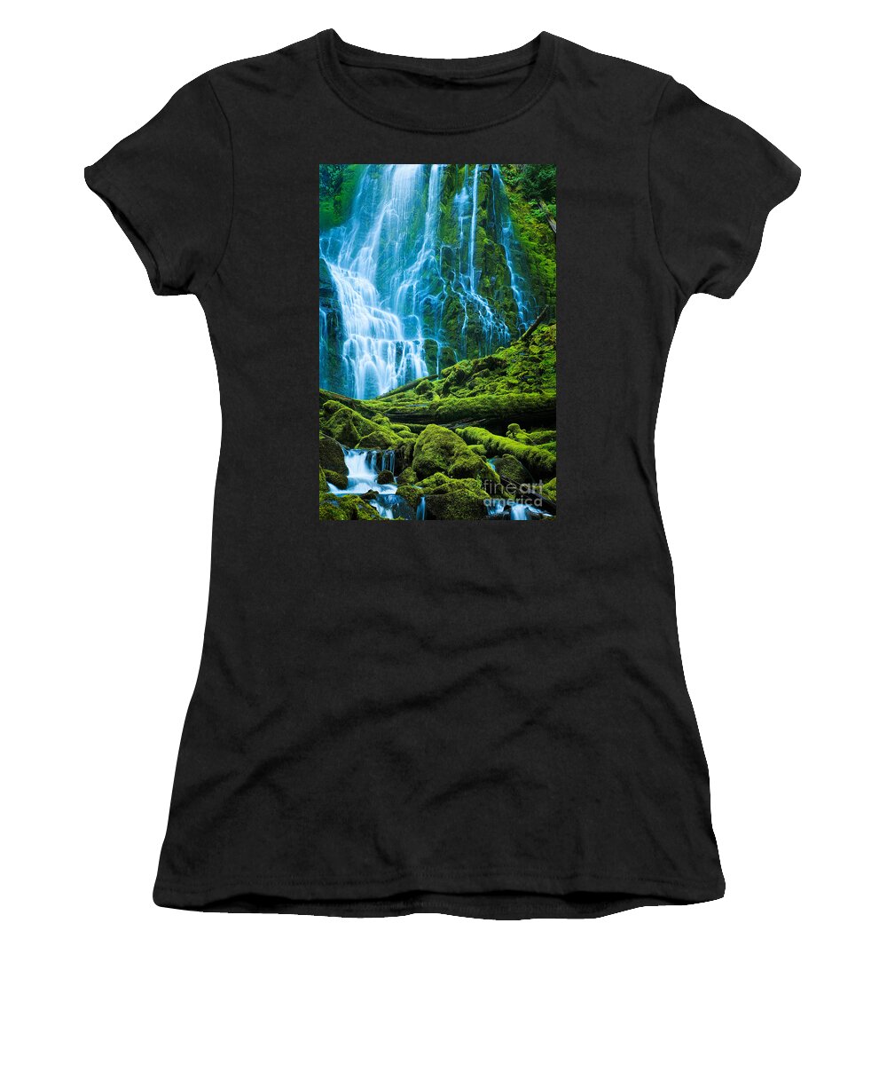 America Women's T-Shirt featuring the photograph Green Waterfall by Inge Johnsson