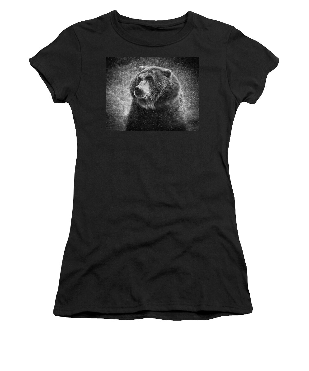 Griz Women's T-Shirt featuring the photograph Grizzly Bear Rain by Steve McKinzie