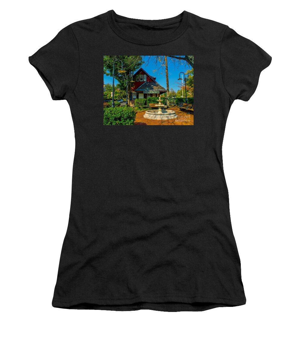 Train Women's T-Shirt featuring the photograph Haddon Heights Station by Nick Zelinsky Jr