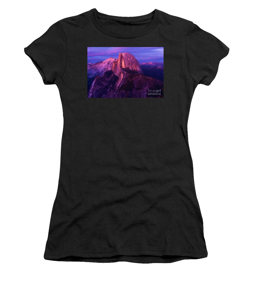 Half Dome Women's T-Shirt featuring the photograph Half Dome Glow by Adam Jewell