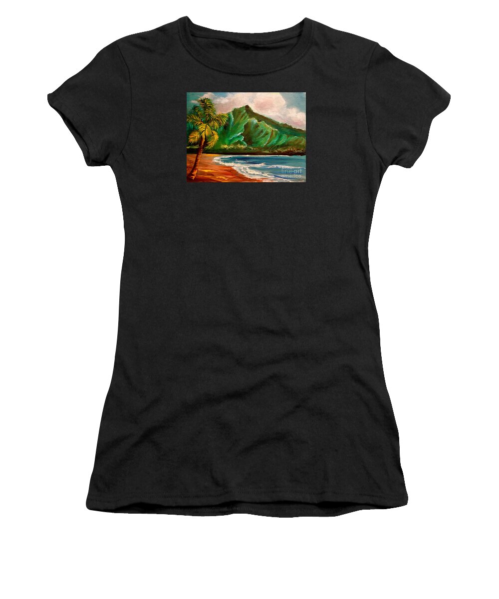 Hawaiian Scene Women's T-Shirt featuring the painting Hanalei Bay by Jenny Lee