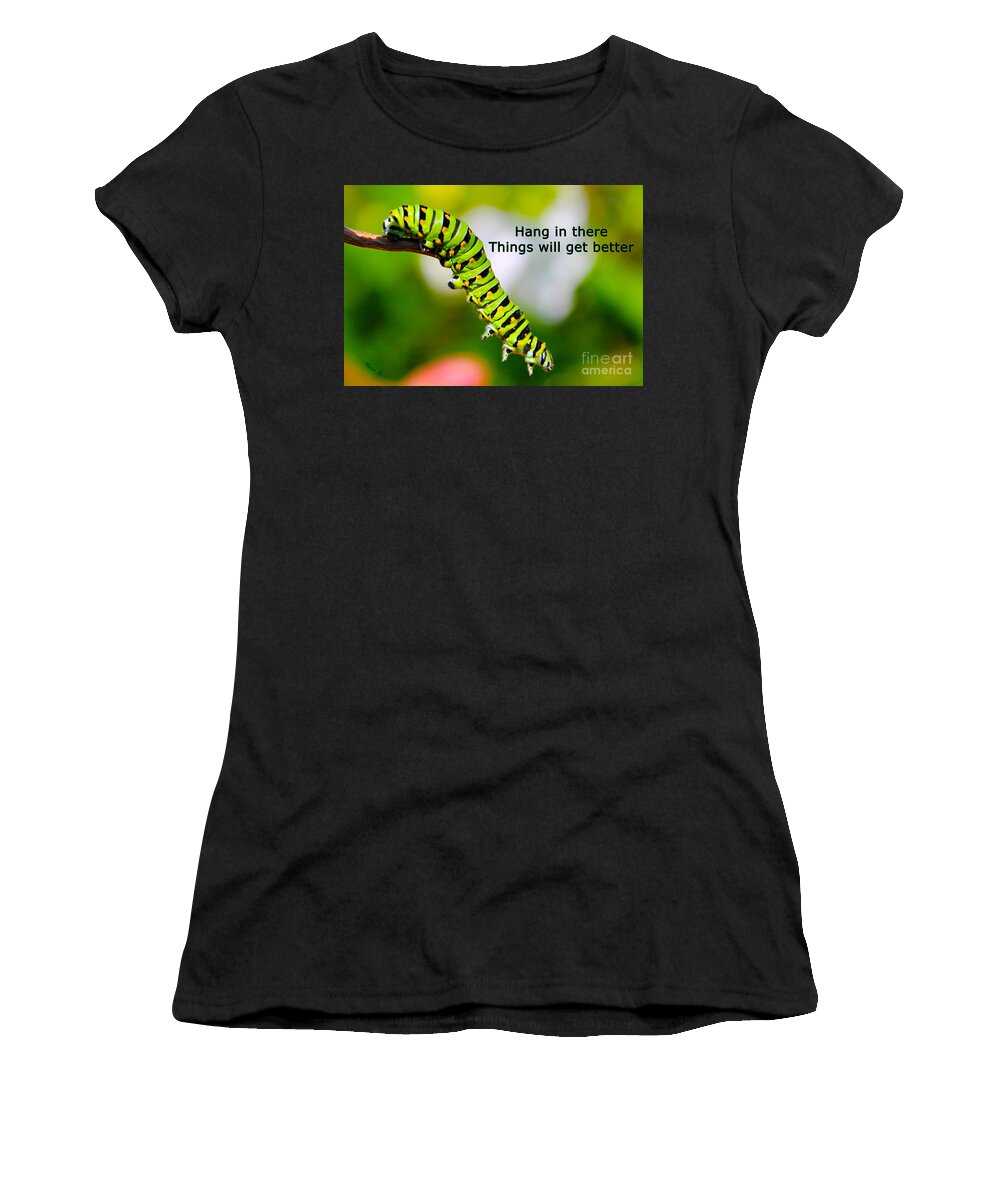 Greeting Cards Women's T-Shirt featuring the photograph Hang in There by Nina Silver