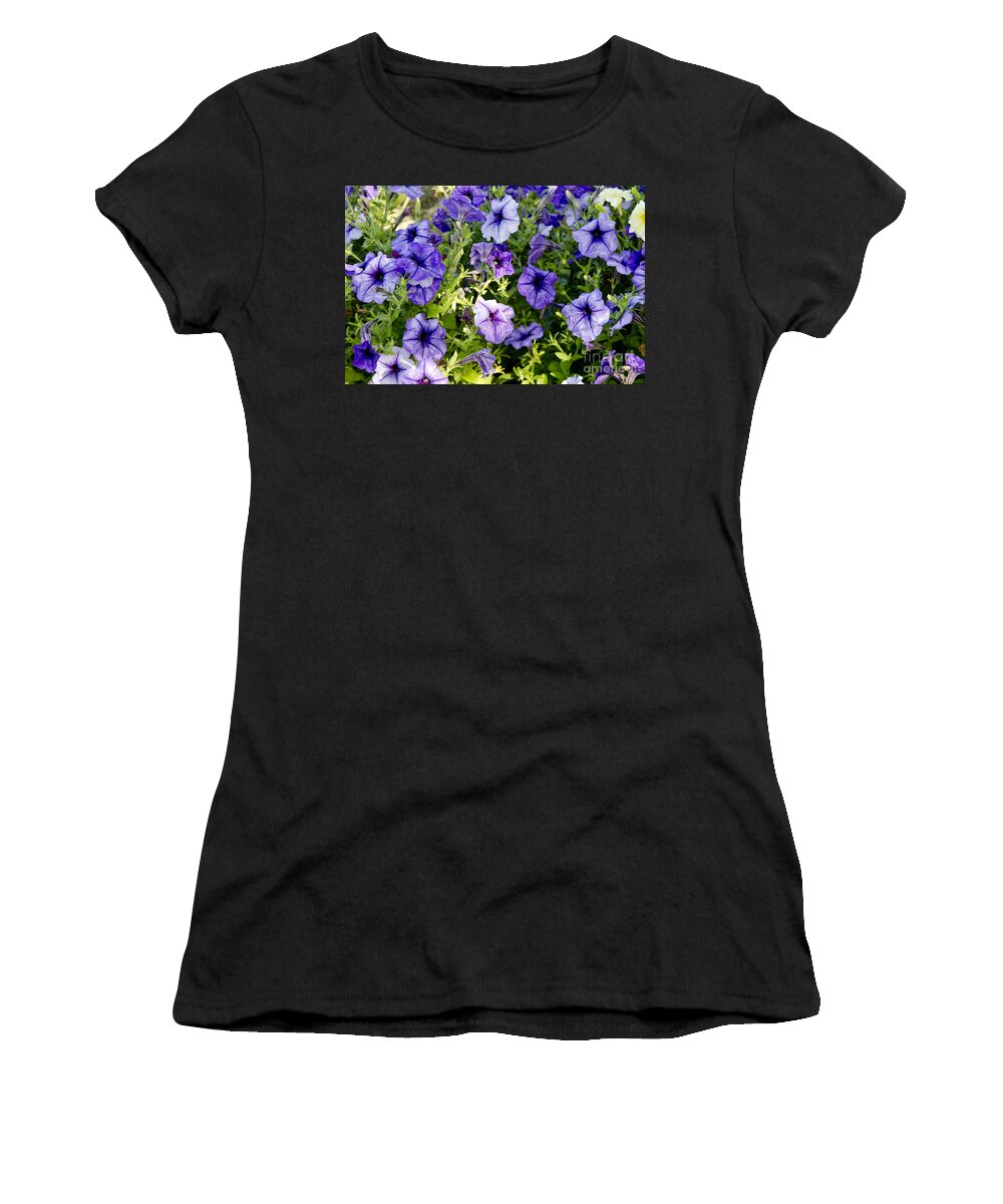 Petunias Women's T-Shirt featuring the photograph Happy Flowers by Wilma Birdwell