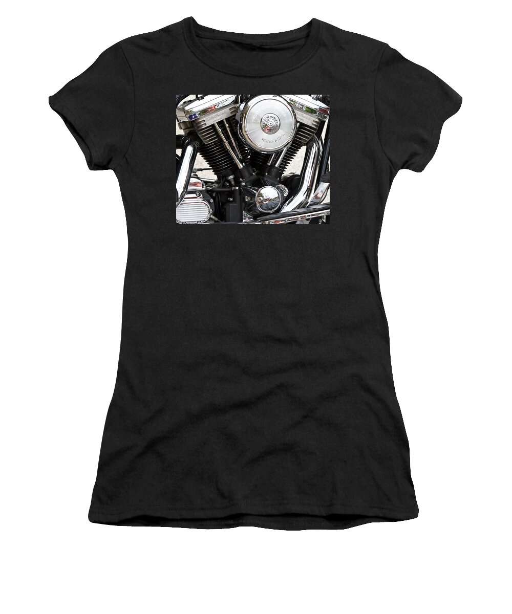 Chrome Women's T-Shirt featuring the photograph Harley Chrome and Steel by Ed Gleichman