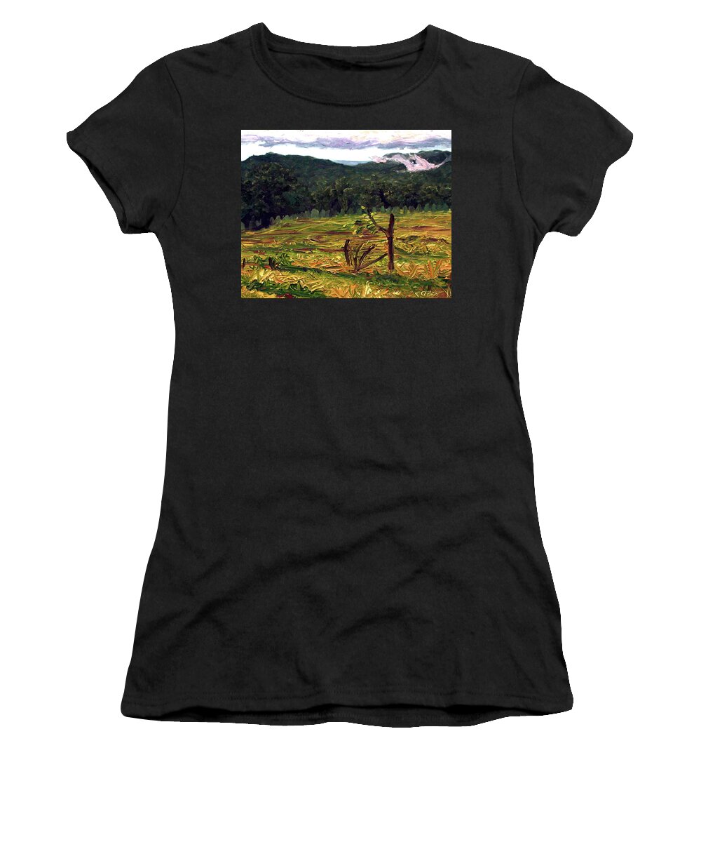 Landscape Women's T-Shirt featuring the painting Harvest by Kenneth Cobb