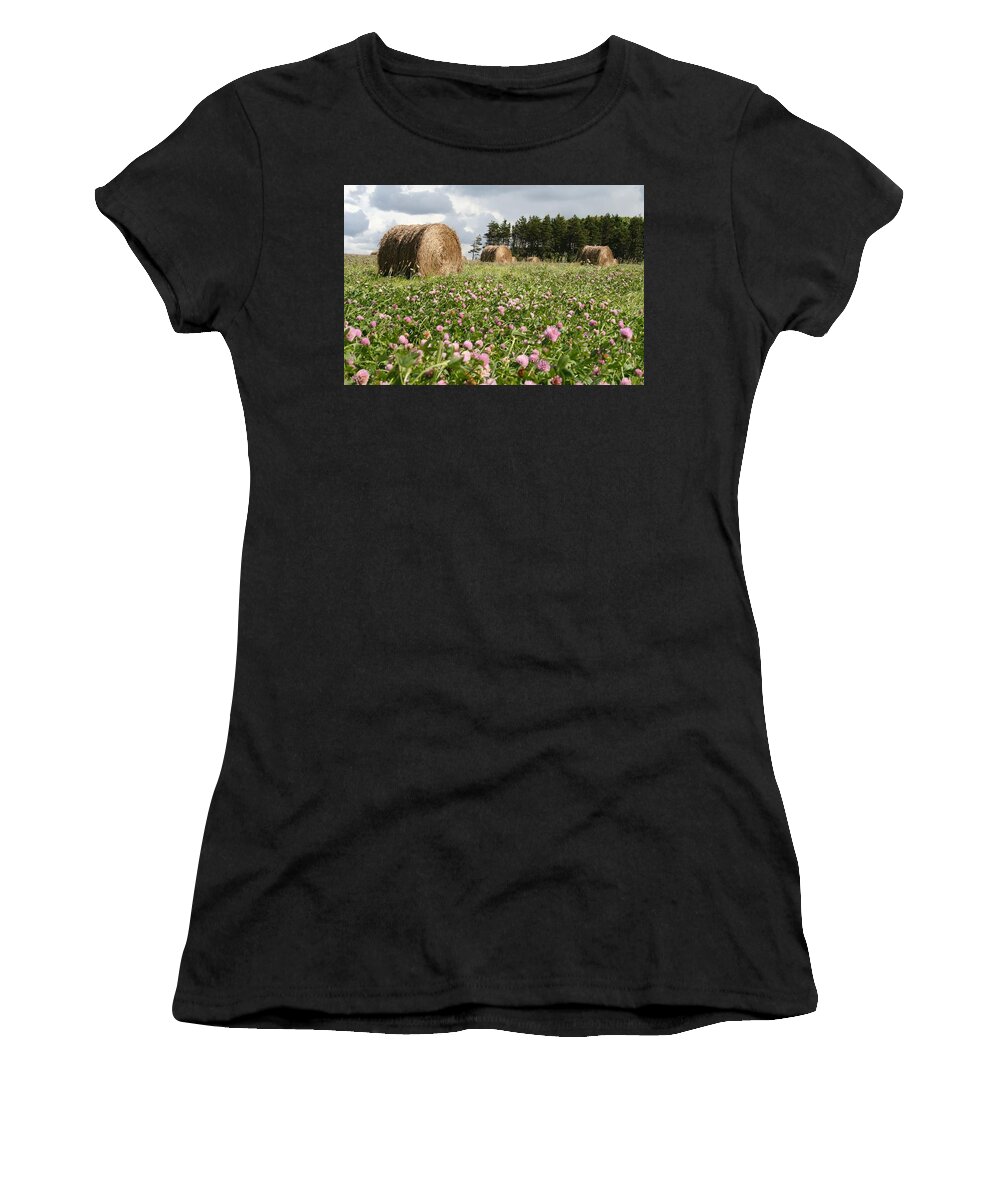 Clover Women's T-Shirt featuring the photograph Hay field by Allan Morrison