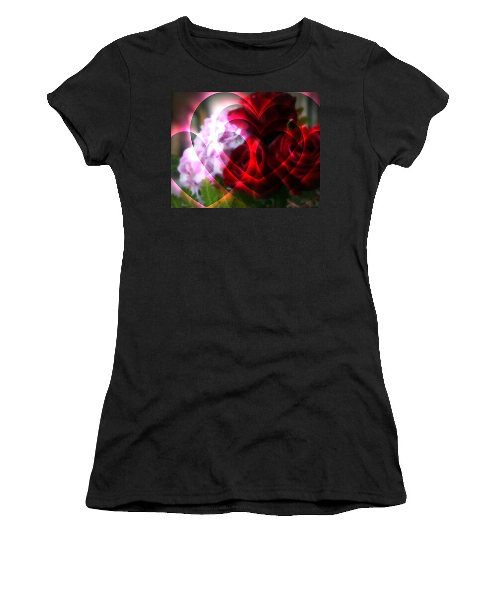 Abstract Women's T-Shirt featuring the photograph Hearts A Fire by Kay Novy