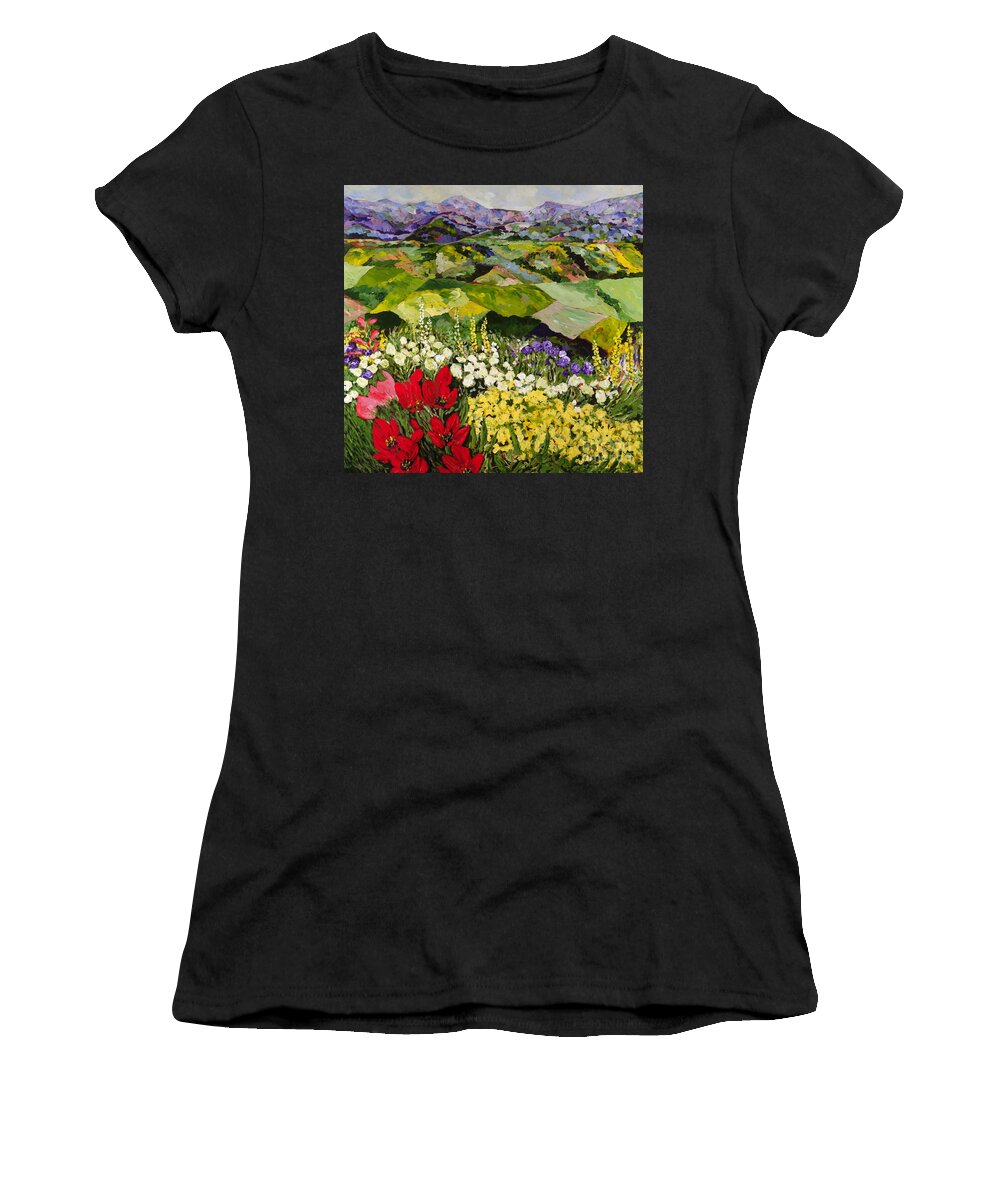 Landscape Women's T-Shirt featuring the painting High Mountain Patch by Allan P Friedlander