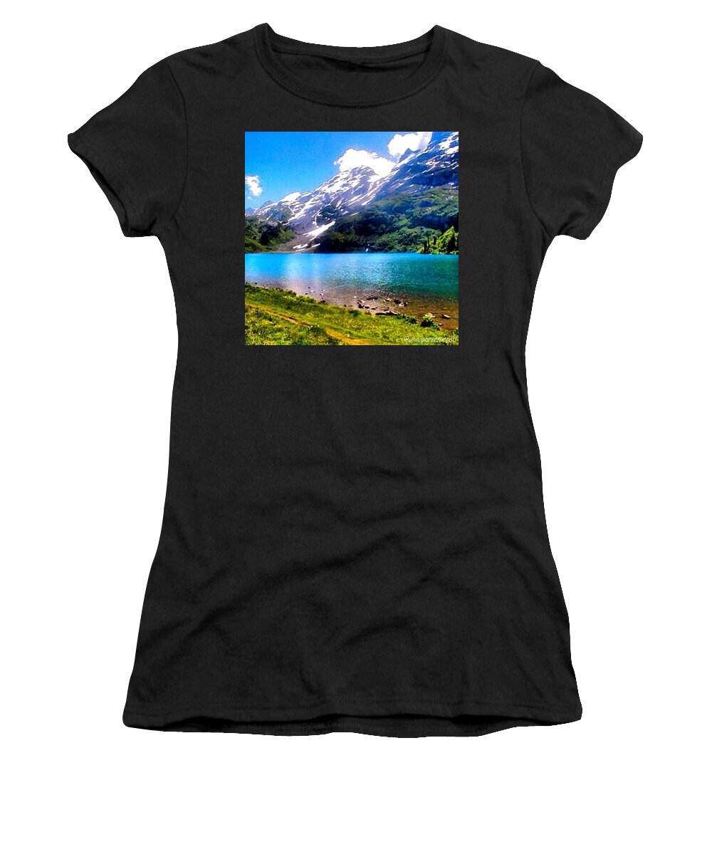 Hiking Switzerland Women's T-Shirt featuring the photograph Hiking Switzerland by Anna Porter